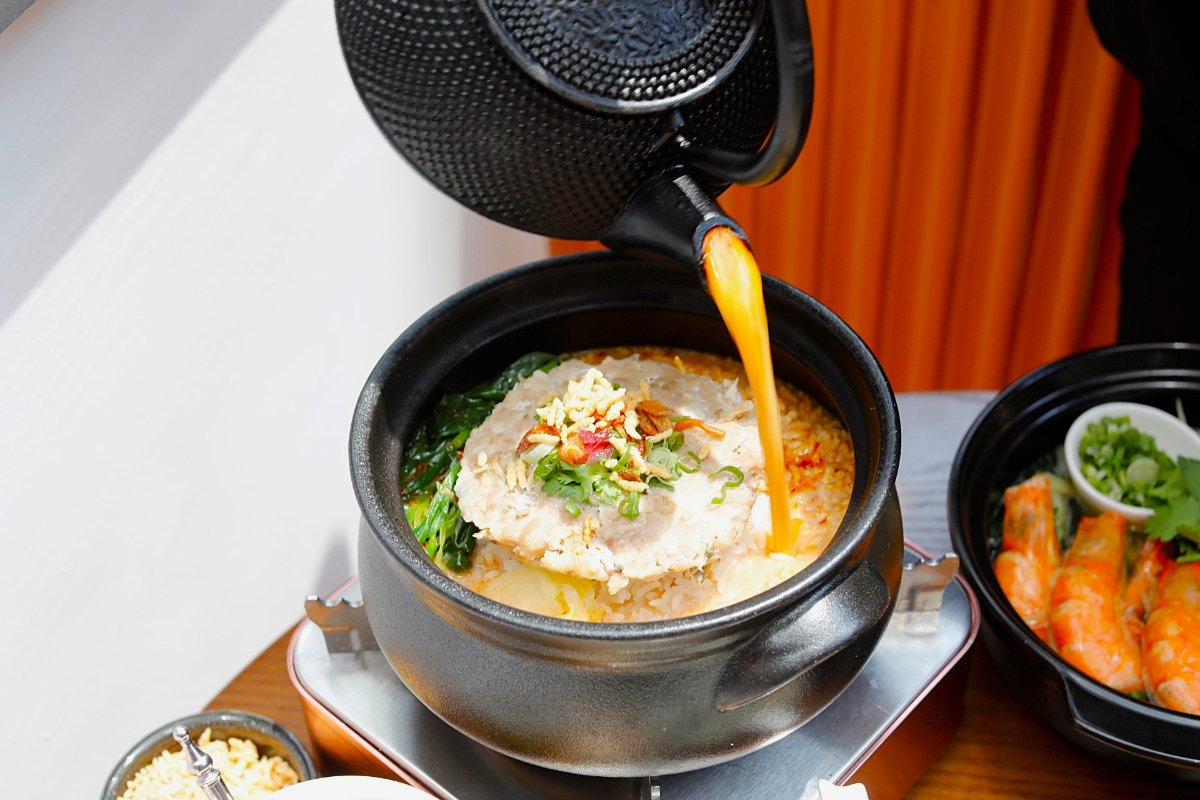 Steamed Pork Patty with TianJin Tung Choi Rice in Broth from GO Unique by GO Noodle House