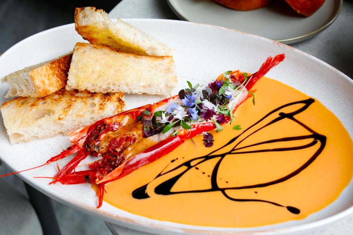 Carabinero, Sakura Vermouth and Toast at One Prawn & Co at New Bahru