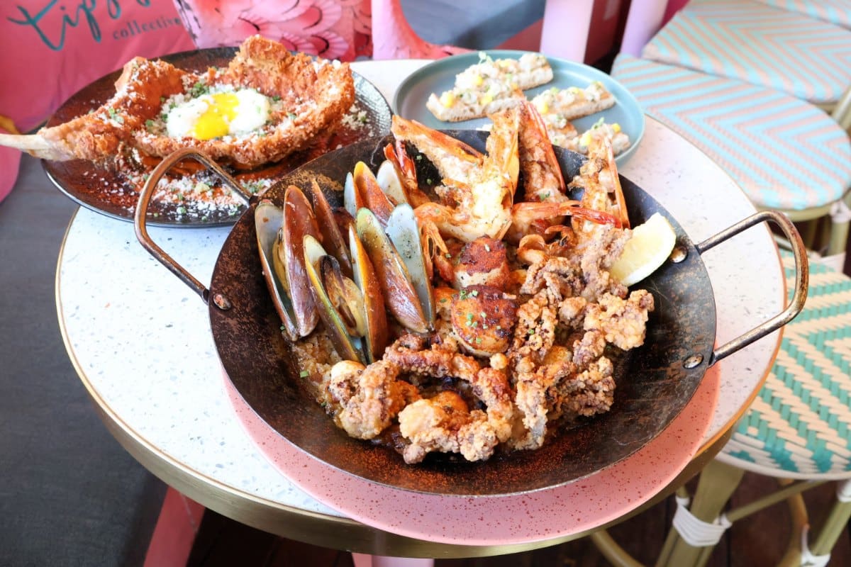 Vibrant Spanish Paella de Mariscos at Tipsy Flamingo, Raffles City