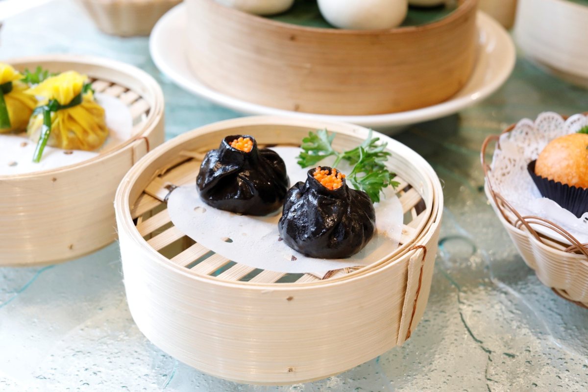 Squid Ink Dumplings from Yum Cha Restaurant Singapore