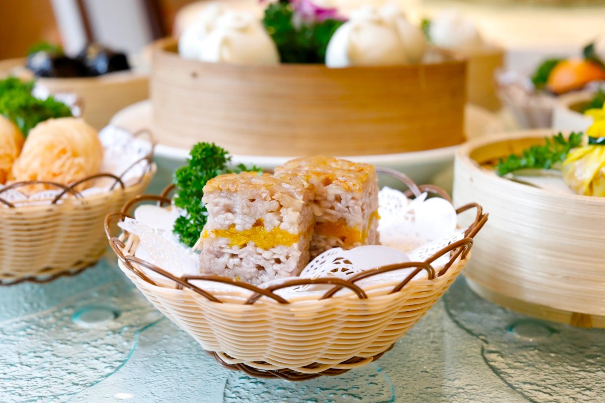 Pumpkin Yam Golden Cake, traditional Chinese pastry made of a fragrant combination of taro and pumpkin